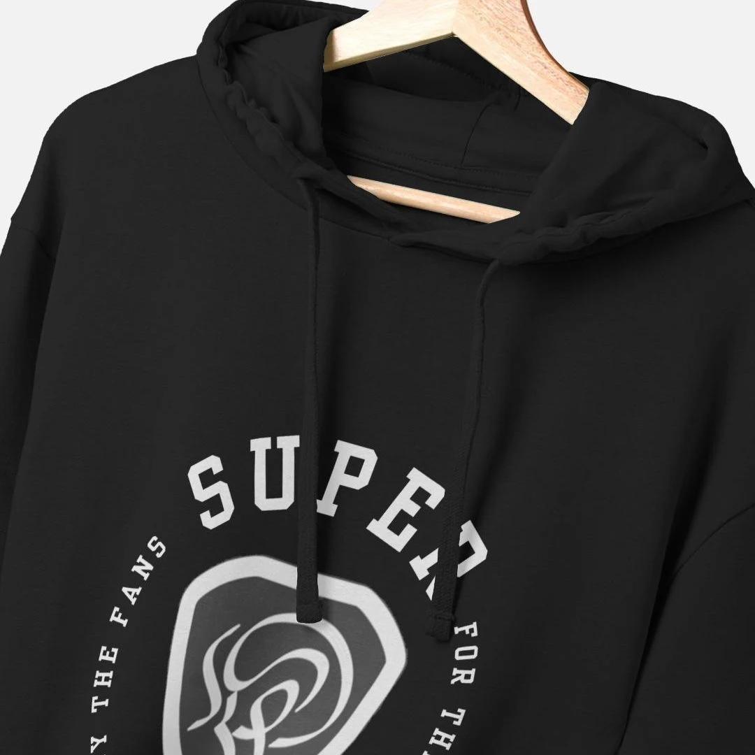 Super Rams black hoodie on coat hanger